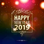 Celebrate the coming of New Year 2019 on the sparkle light background